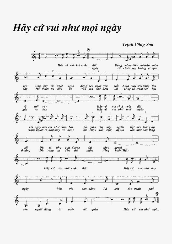 Sheet nhạc Hãy Cứ Vui Như Mọi Ngày